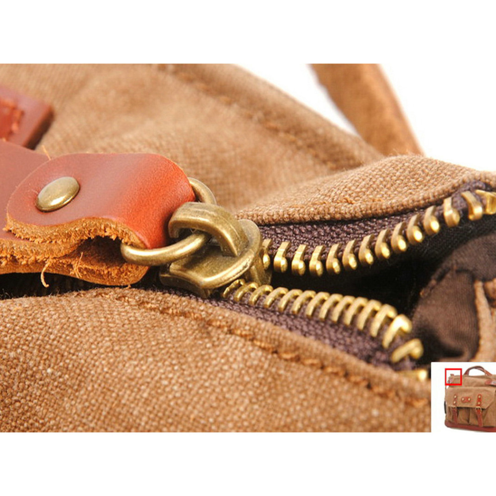 * Sale * - Small Canvas GYM Bag Duffle Bag Overnight Bag Tote Bag w Real Leather - Picture 6 of 8